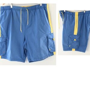 Vtg Polo Sport Ralph Lauren Mens Swim Trunks Blue Yellow Mesh Briefs Sz XL